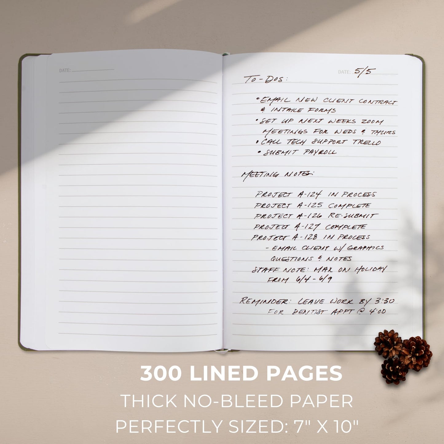 ZICOTO Aesthetic Thick Notebook Journal For Women 7" x 10" - Modern Linen Hardcover Note Book With 300 Lined Pages - Perfect For Writing And Staying Organized at Work or School