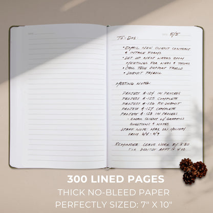 ZICOTO Aesthetic Thick Notebook Journal For Women 7" x 10" - Modern Linen Hardcover Note Book With 300 Lined Pages - Perfect For Writing And Staying Organized at Work or School