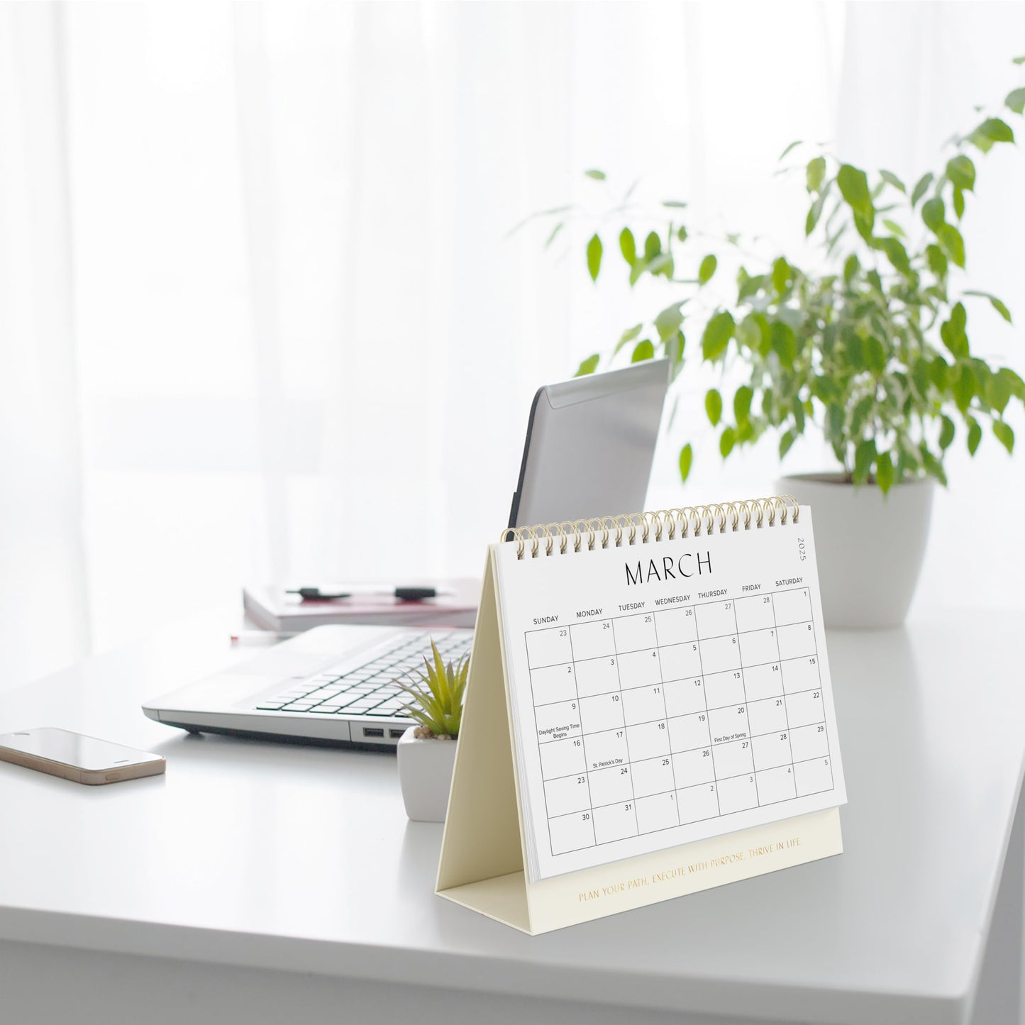 Aesthetic Desk Calendar 2025-2026 - Runs from January 2025 until June 2026 - Beautiful Small Flip Desktop Calendar for Easy Organizing