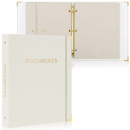 Aesthetic Document Organizer - Linen Cover Life and Family Emergency Binder - Perfect Files Organizer for Your Important Documents, Birth Certificates, Passports, Social Security Cards, Photo