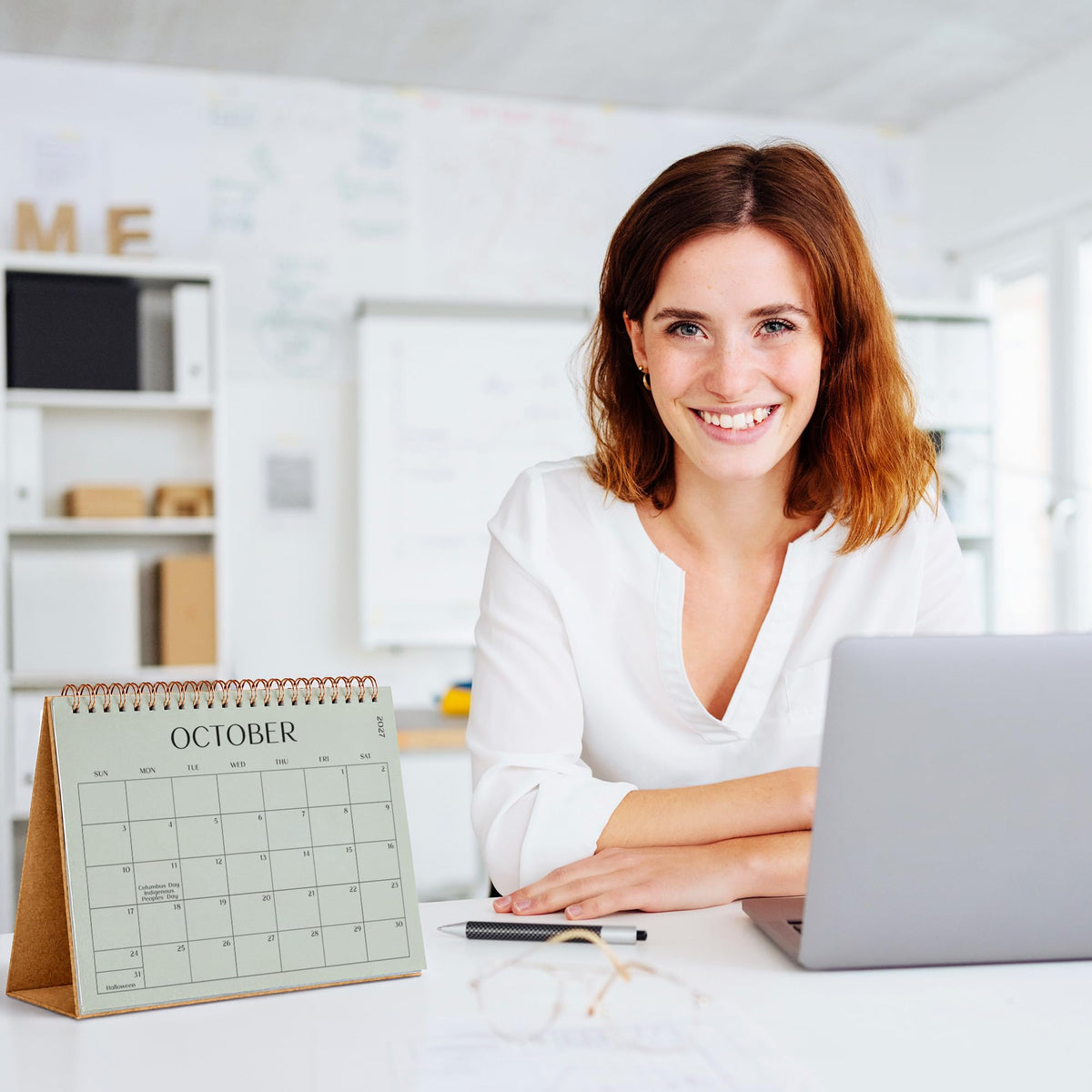 Aesthetic Desk Calendar 2027-2028 - Runs from January 2027 until July 2028