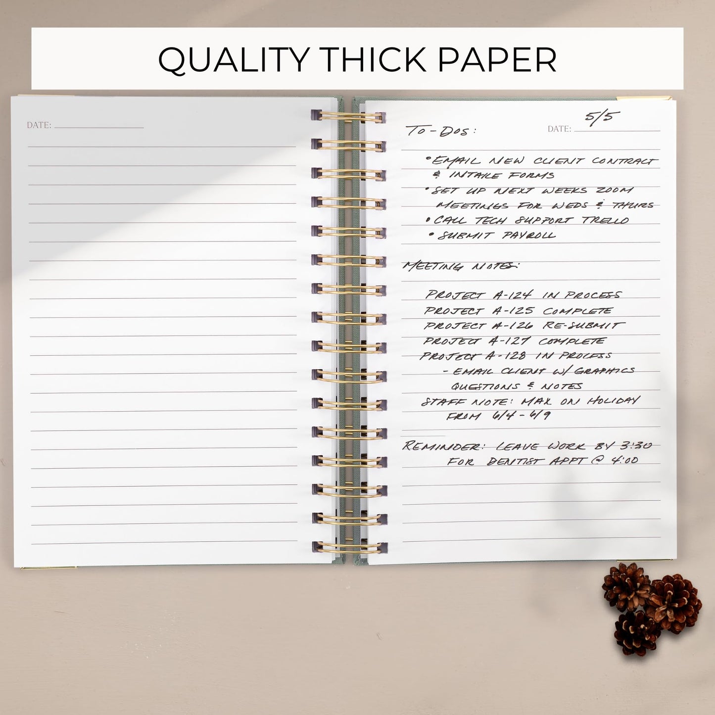 Aesthetic Thick Spiral Notebook Journal For Women in B5 Format - Stylish Linen Hardcover College Ruled Note Book w 300 Lined Pages - Cute Supplies For Bible Study & Staying Organized at Work or School
