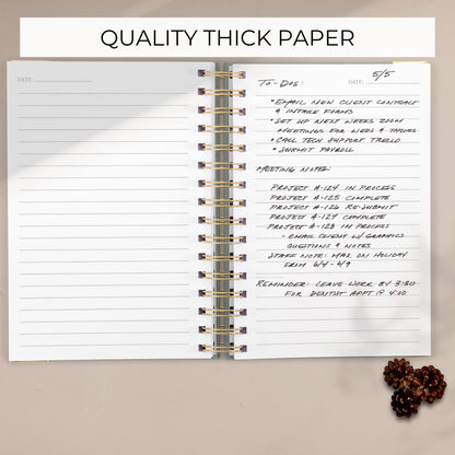 Aesthetic Thick Spiral Notebook Journal For Women in B5 Format - Stylish Linen Hardcover College Ruled Note Book w 300 Lined Pages - Cute Supplies For Bible Study & Staying Organized at Work or School