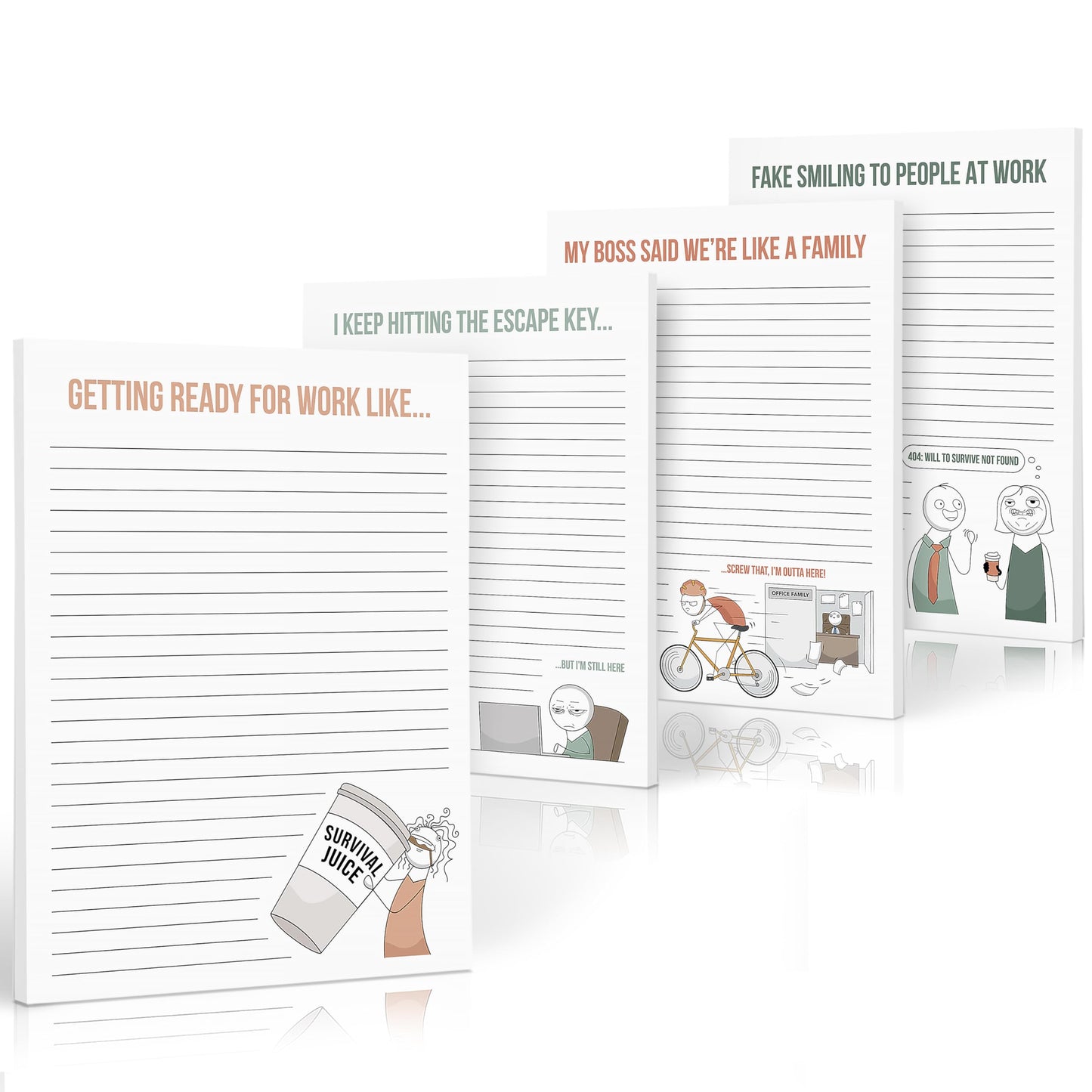 ZICOTO Super Funny Notepads - Hilarious Office Gift for Your Women Coworkers - Set of 4 Office Supplies Memo Pads w/ 4 Assorted Designs, 50 Sheets Each, 4.25" x 5.5"