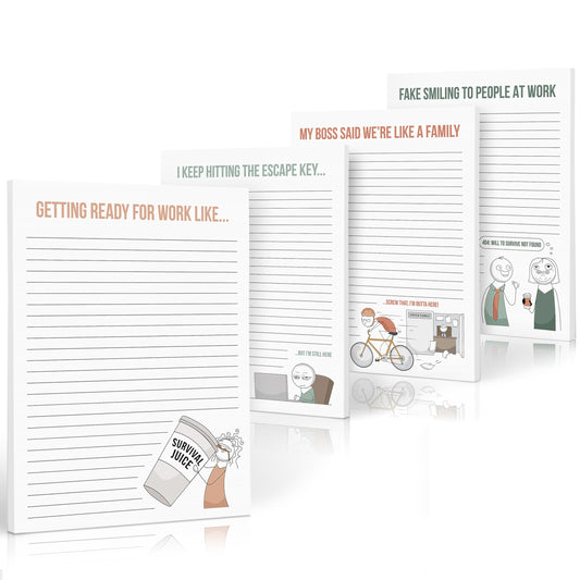 ZICOTO Super Funny Notepads - Hilarious Office Gift for Your Women Coworkers - Set of 4 Office Supplies Memo Pads w/ 4 Assorted Designs, 50 Sheets Each, 4.25" x 5.5"