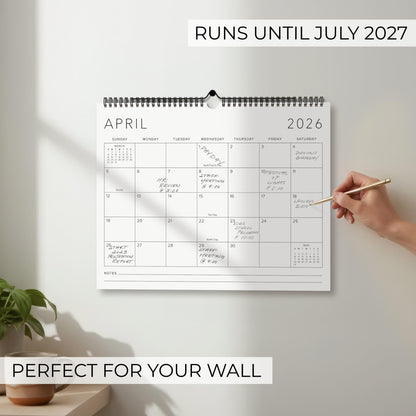 Beautiful 2026 Wall Calendar - Runs from January 2026 until July 2027 - Large 14.5" x 11.5" Office Wall Calendar for Easy Organizing