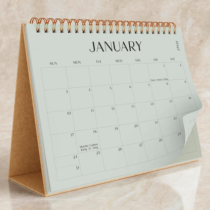 Aesthetic Desk Calendar 2027-2028 - Runs from January 2027 until July 2028