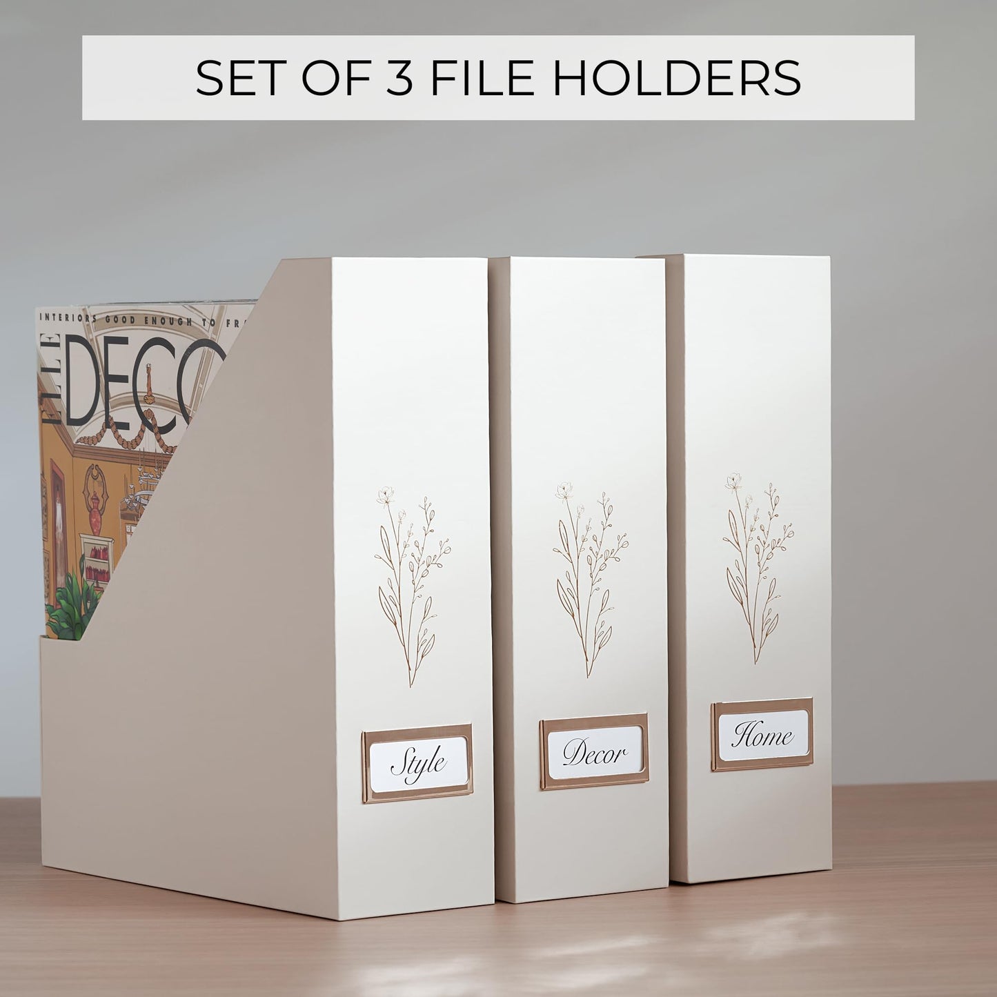 ZICOTO Beautiful Magazine Holder Set Of 3 - Sturdy File Holder to Organize Your Desk Or Shelves - The Perfect Office Storage to Effortlessly Organize Your Paperwork/Files, Magazines, Books Or Binders