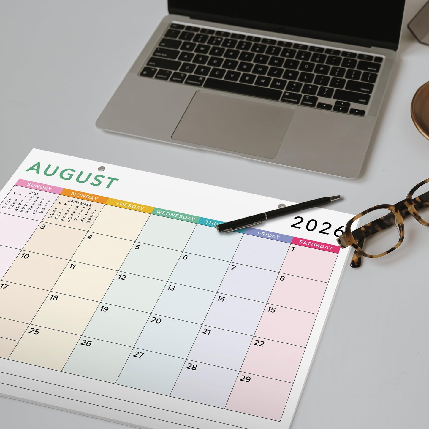 Colorful 2026 Desk Calendar - Runs From January 2026 Until July 2027 - Large Easy to Track Office Desktop/Wall Calendar 16"x12" for Effortless Organizing