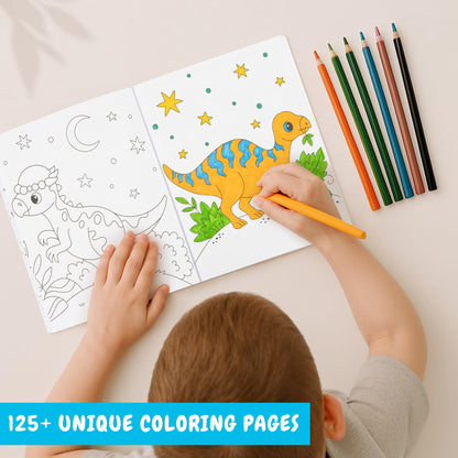 Fun Coloring Books for Kids Set of 3 - Exciting Dinosaur, Space & Trucks Coloring Book for Boys Ages 4-8 - Easy to Color Gift for Your Creative Little One