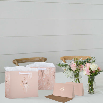 Beautiful Gift Bags Set of 2 - Large 13" Bags with Handles incl. Matching Tissue Paper, Cards & Stickers - Reusable and Perfect For Presents of Any Birthday, Weddings, Mothers Day & Special Occasion