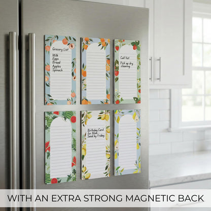 Beautiful Magnetic Notepads for Fridge - Set Of 6 Modern Note Pads with Lined Pages to Easily Write Notes & Make Grocery/Shopping Lists - Cute To Do List Pad w/ Strong Magnets for Your Refrigerator
