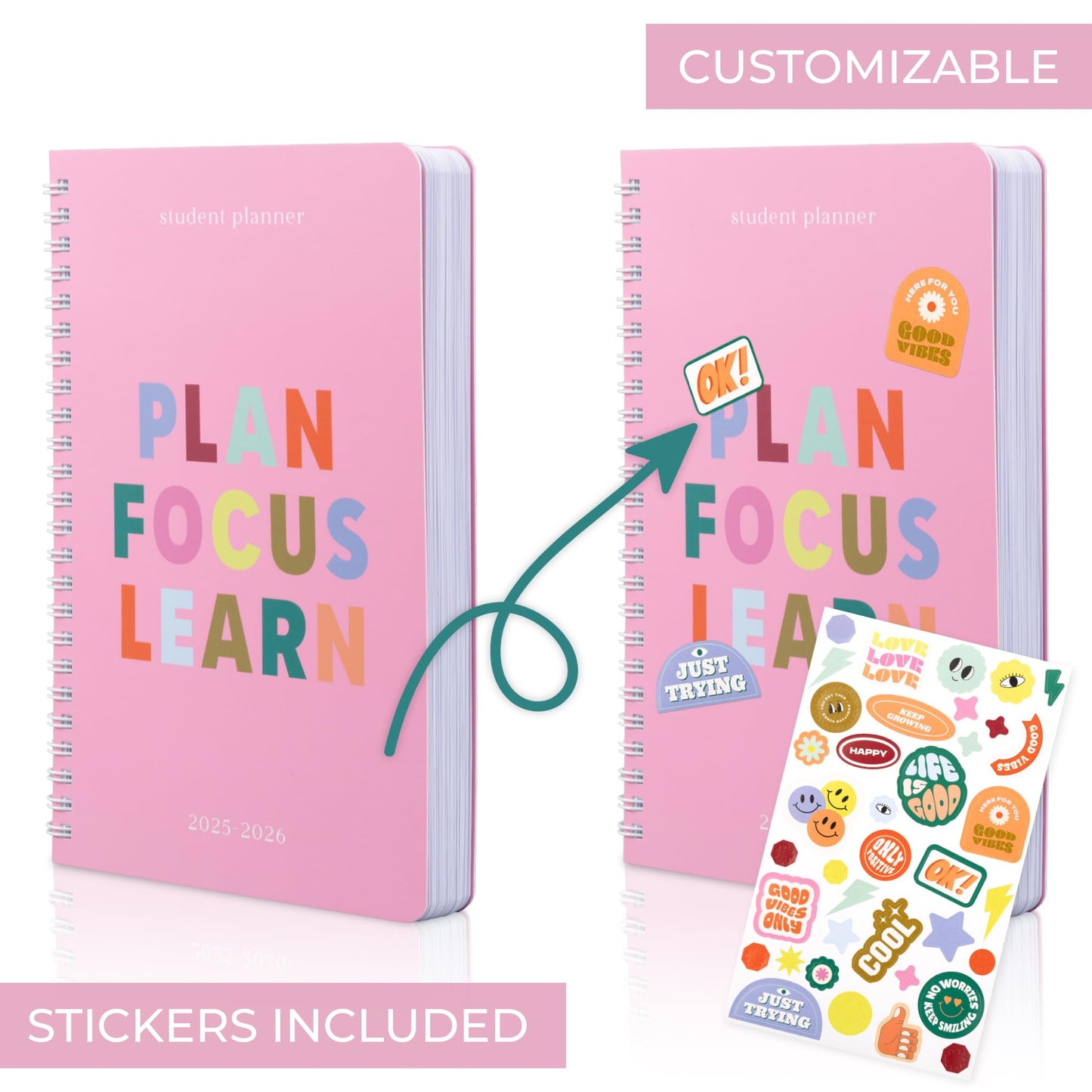 Aesthetic 2025-2026 Student Planner To Stay Organized - A Beautiful 8.5" x 5.5" Planner for Middle and High School Students with Weekly & Monthly Spreads For The 25-26 Academic Year