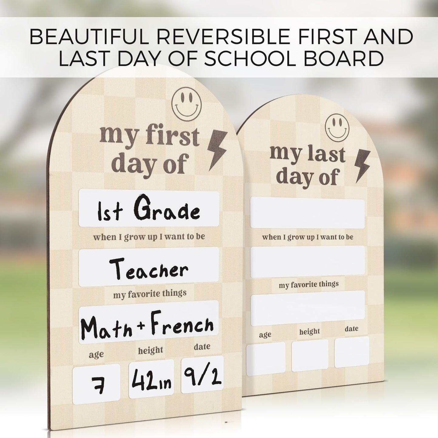 Beautiful Wooden First and Last Day of School Board Sign - Modern and Large Back to School Sign for Lasting Memories - Perfect Wooden Dry-Erase Photo Prop for Kindergarten