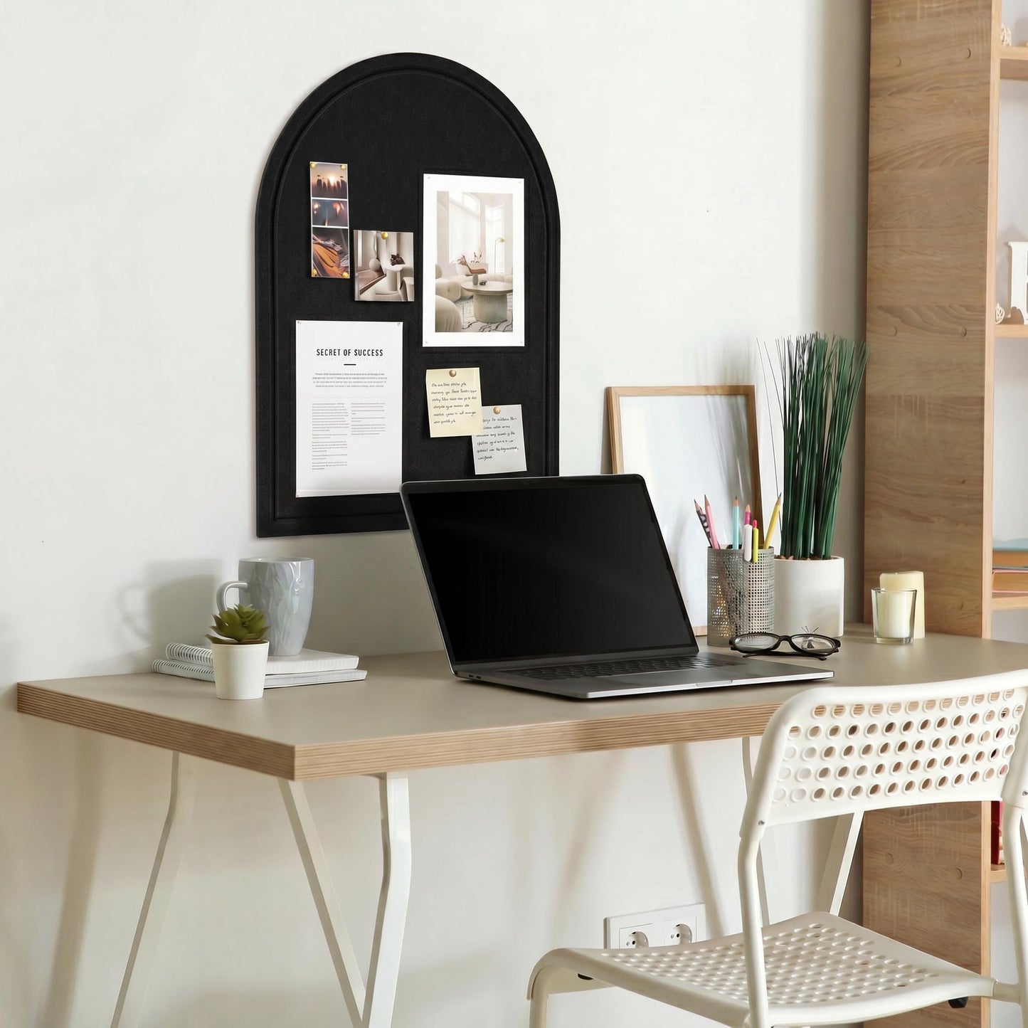 Large Arched Felt Bulletin Board - Stylish Perfectly Sized 21.5" x 17" Cork Board Alternative for Office & Wall Decor – Bulletin Board Set with Pins is Perfect to Display Your Photos