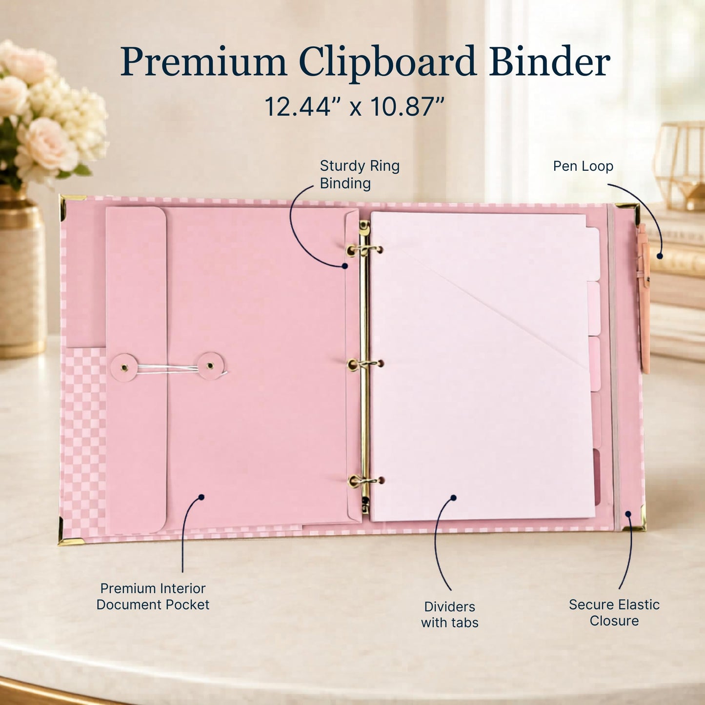 ZICOTO Elegant Clipboard Binder with Dividers - Professional Document Portfolio Notepad for Office, School, Home - with Tabs and File Folder for Easy Organization