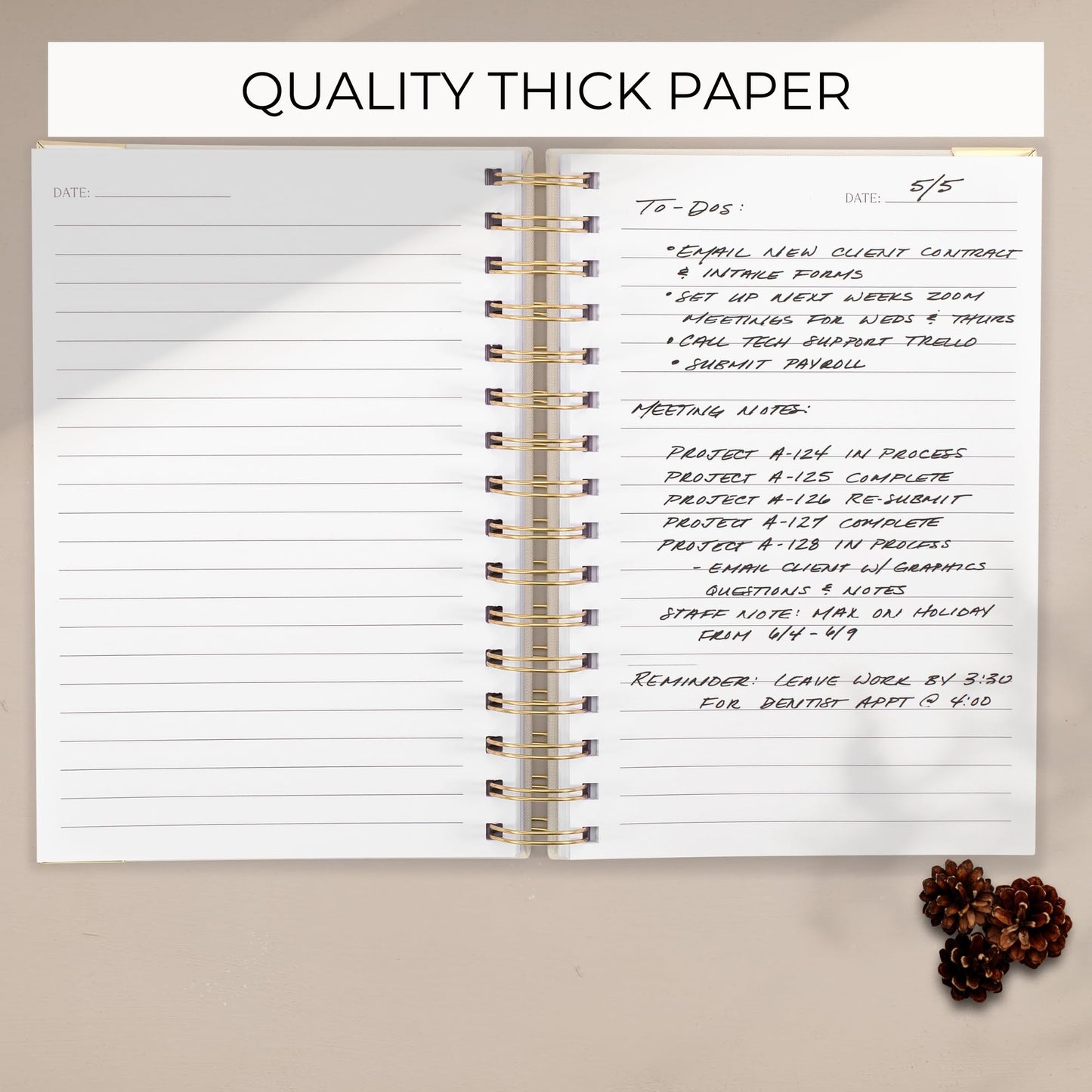 Aesthetic Thick Spiral Notebook Journal For Women in B5 Format - Stylish Linen Hardcover College Ruled Note Book w 300 Lined Pages - Cute Supplies For Bible Study & Staying Organized at Work or School