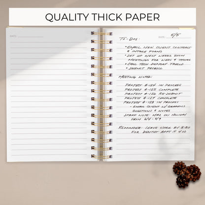 Aesthetic Thick Spiral Notebook Journal For Women in B5 Format - Stylish Linen Hardcover College Ruled Note Book w 300 Lined Pages - Cute Supplies For Bible Study & Staying Organized at Work or School