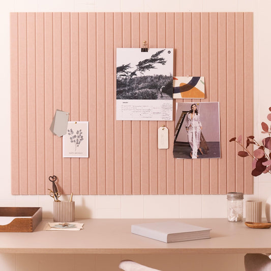 Large Felt Bulletin Board - Stylish 35" x 47" Cork Board Alternative for Office & Wall Decor - 12 Adhesive Tiles w/Golden Pins to Display Your Photos