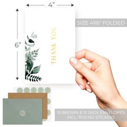 ZICOTO Beautiful Thank You Card Set - 30 Elegant Blank Cards with Envelopes & Stickers - Ideal for Weddings, Business, Baby Showers & More - Premium Bulk Stationery for All Occasions