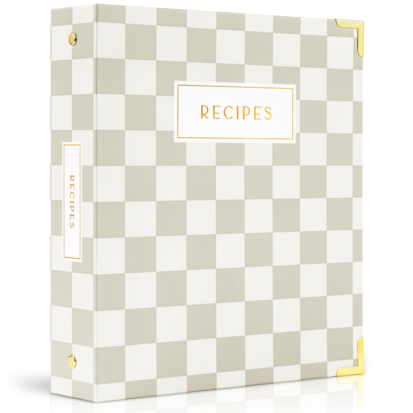 Aesthetic Recipe Binder with Checker Design - The Perfect Recipe Book with Plastic Sleeves to Write in Your Own Recipes - Quality Blank Cookbook Binder to Organize Your Recipes - Recipe Cards incl.