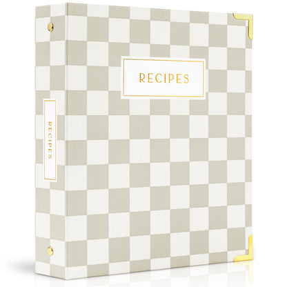 Aesthetic Recipe Binder with Checker Design - The Perfect Recipe Book with Plastic Sleeves to Write in Your Own Recipes - Quality Blank Cookbook Binder to Organize Your Recipes - Recipe Cards incl.