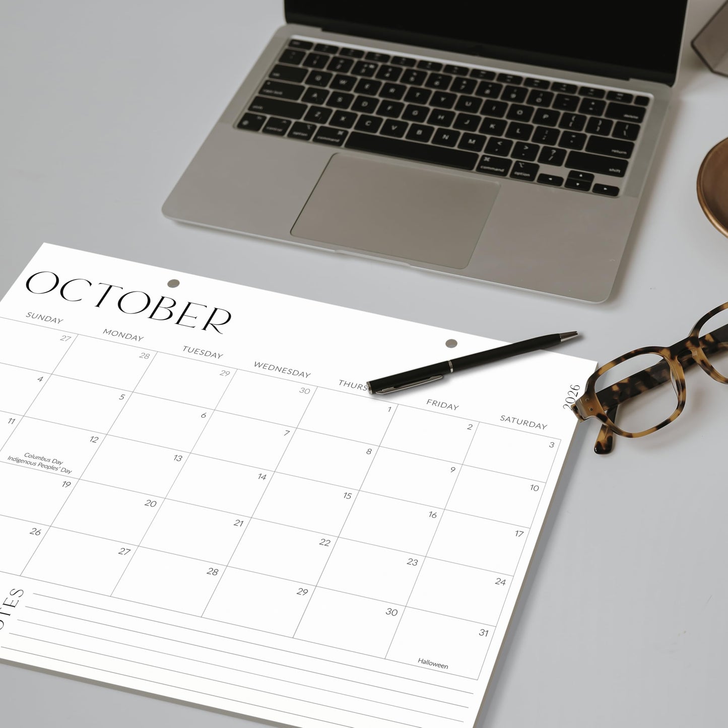 Aesthetic 2026-2027 Desk Calendar - Runs From June 2026 Until December 2027 - Large Minimalistic Office Desktop/Wall Calendar 16"x12" for Easy Organizing