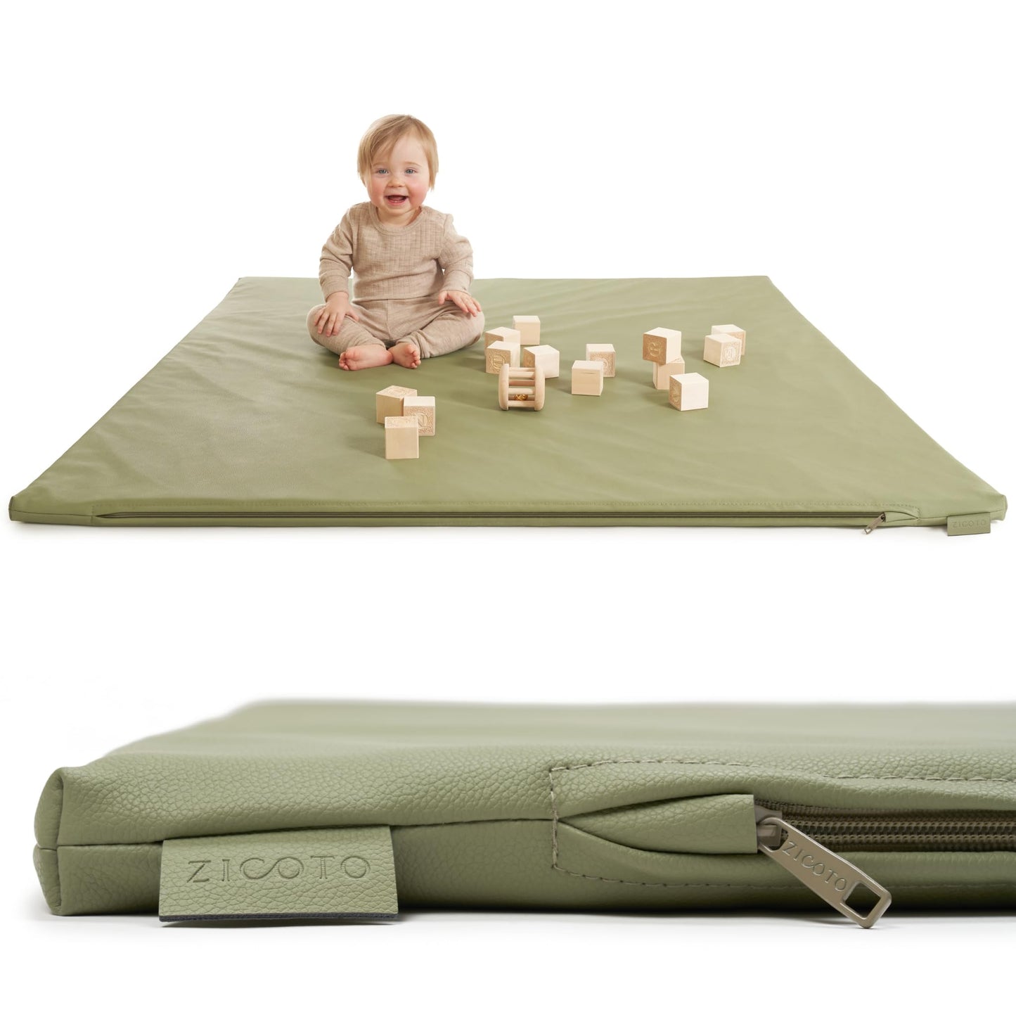 Stylish Padded Baby Play Mat for Your Boy or Girl - Extra Thick & Super Soft Vegan Leather Floor Mat Creates A Safe Play Area for Little Ones - A Beautiful Playmat That Fits Nicely Into Any Playroom