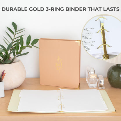 Aesthetic 3 Ring Binder Set of 2 - Sturdy 1 Inch Binder Fits Letter Sized Paper - A Cute Three Ring Holder for Women or Men with Pocket Easily Organizes Your Paperwork for School, Office or Work