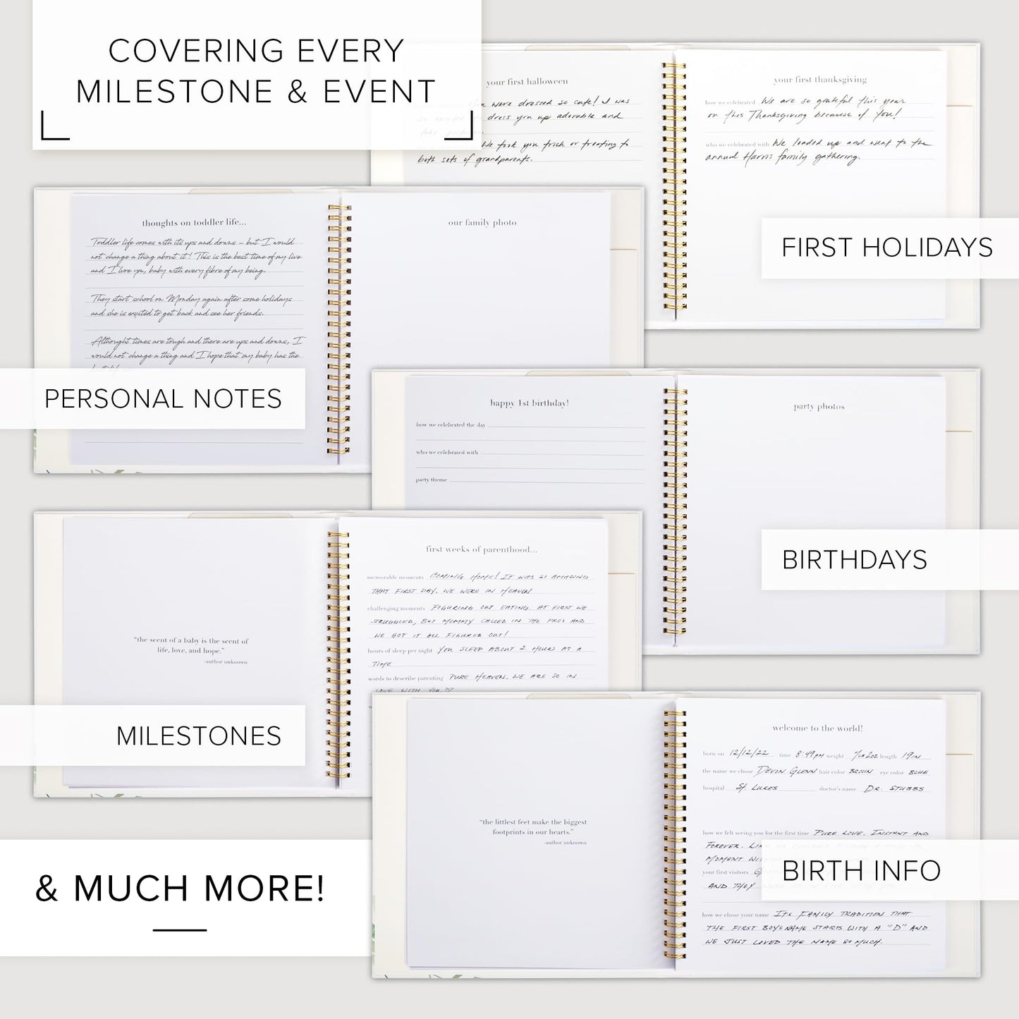 Keepsake Baby Memory Book for Boys and Girls - Timeless First 5 Year Baby Book With Photoslots - Cute Journal Scrapbook or Photo Album - Record a Milestone for Every Event from Birth to Age 5