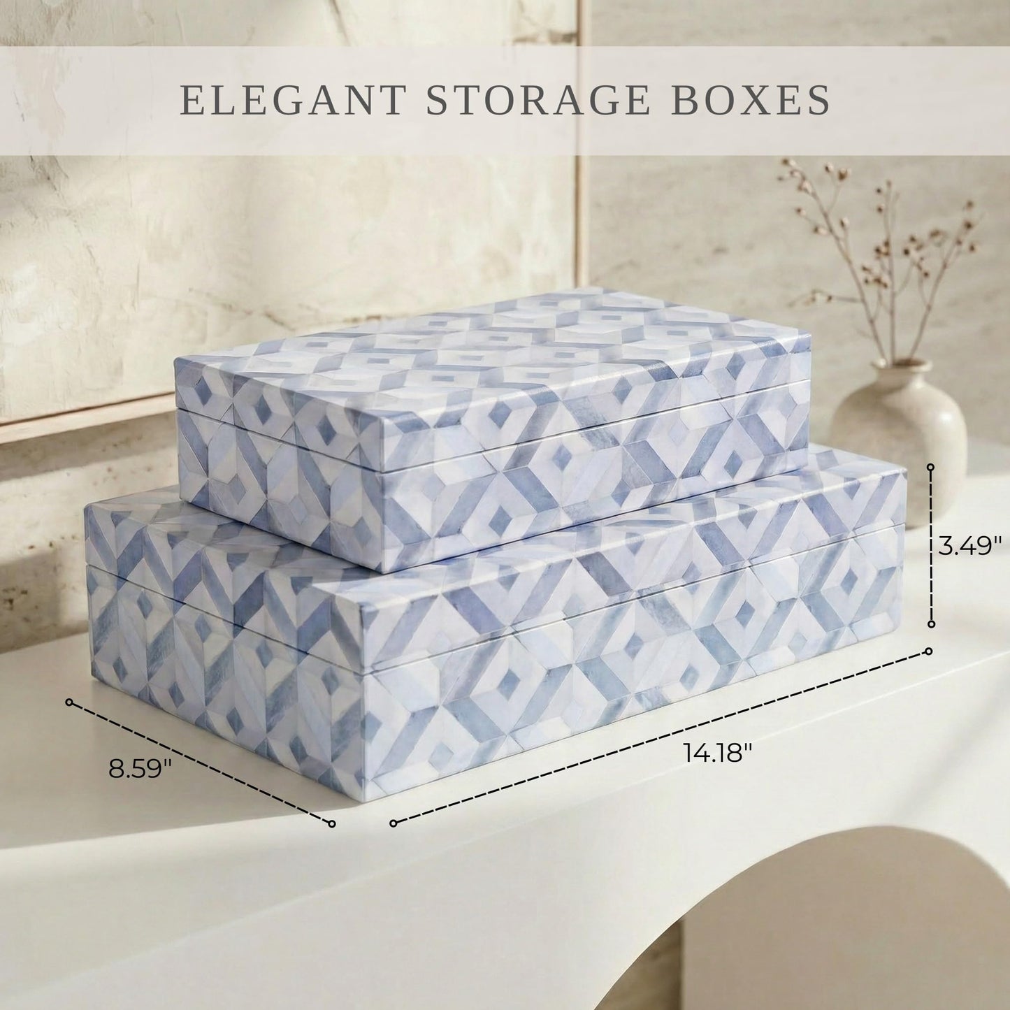 ZICOTO Beautiful Decorative Box Set of 2 - Stylish Decorarive Storage Boxes With Lids Enhance Your Living Room