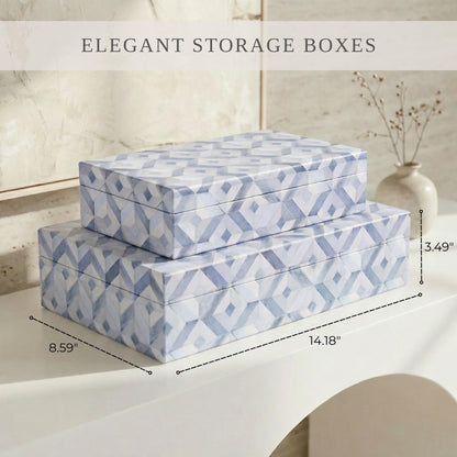 ZICOTO Beautiful Decorative Box Set of 2 - Stylish Decorarive Storage Boxes With Lids Enhance Your Living Room