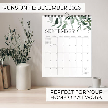 Aesthetic 2025-2026 Wall Calendar - Runs from June 2025 Until December 2026 - The Perfect Large Modern Greenery Calendar Planner for Easy Organizing