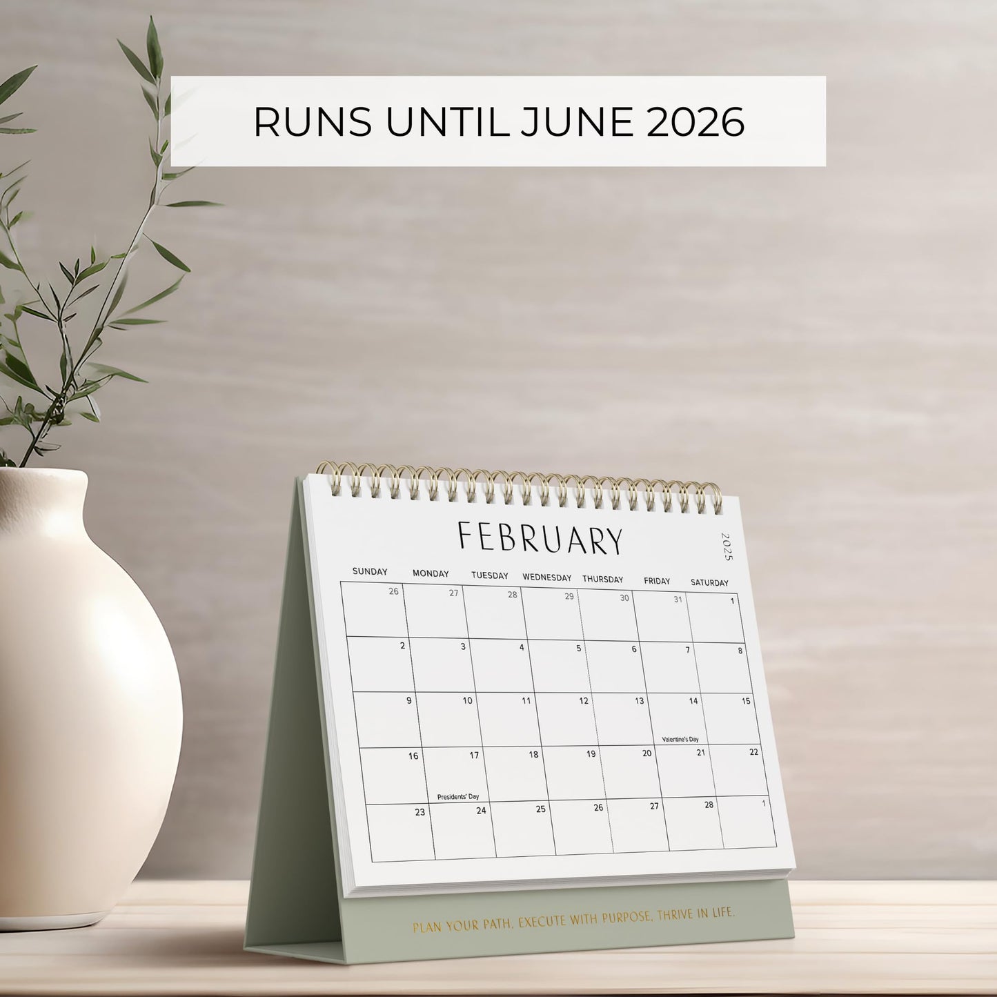 Aesthetic Desk Calendar 2025-2026 - Runs from January 2025 until June 2026 - Beautiful Small Flip Desktop Calendar for Easy Organizing