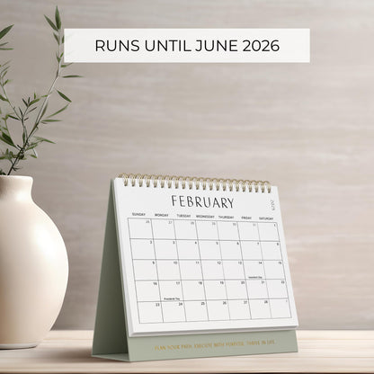 Aesthetic Desk Calendar 2025-2026 - Runs from January 2025 until June 2026 - Beautiful Small Flip Desktop Calendar for Easy Organizing