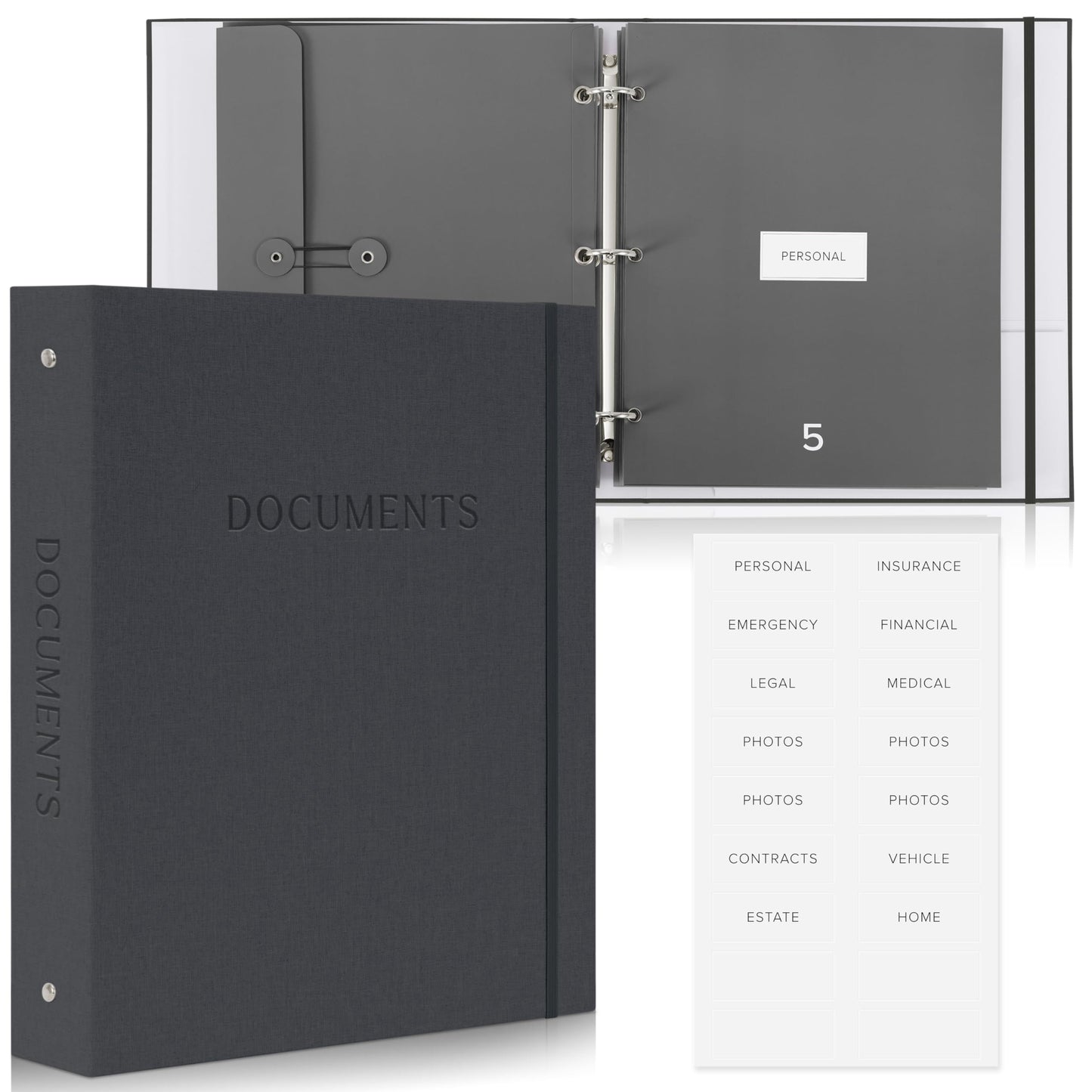 Aesthetic Document Organizer Folio - Linen Cover Life and Family Emergency Binder - Perfect Files Organizer for Your Important Documents, Birth Certificates, Passports, Social Security Cards, Photo