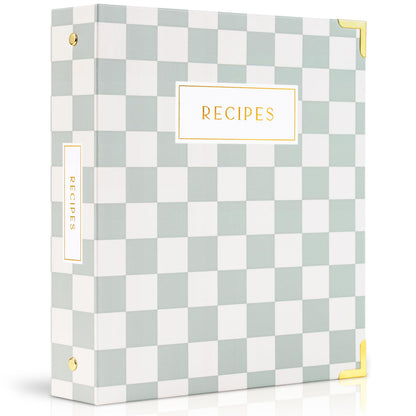 Aesthetic Recipe Binder with Checker Design - The Perfect Recipe Book with Plastic Sleeves to Write in Your Own Recipes - Quality Blank Cookbook Binder to Organize Your Recipes - Recipe Cards incl.