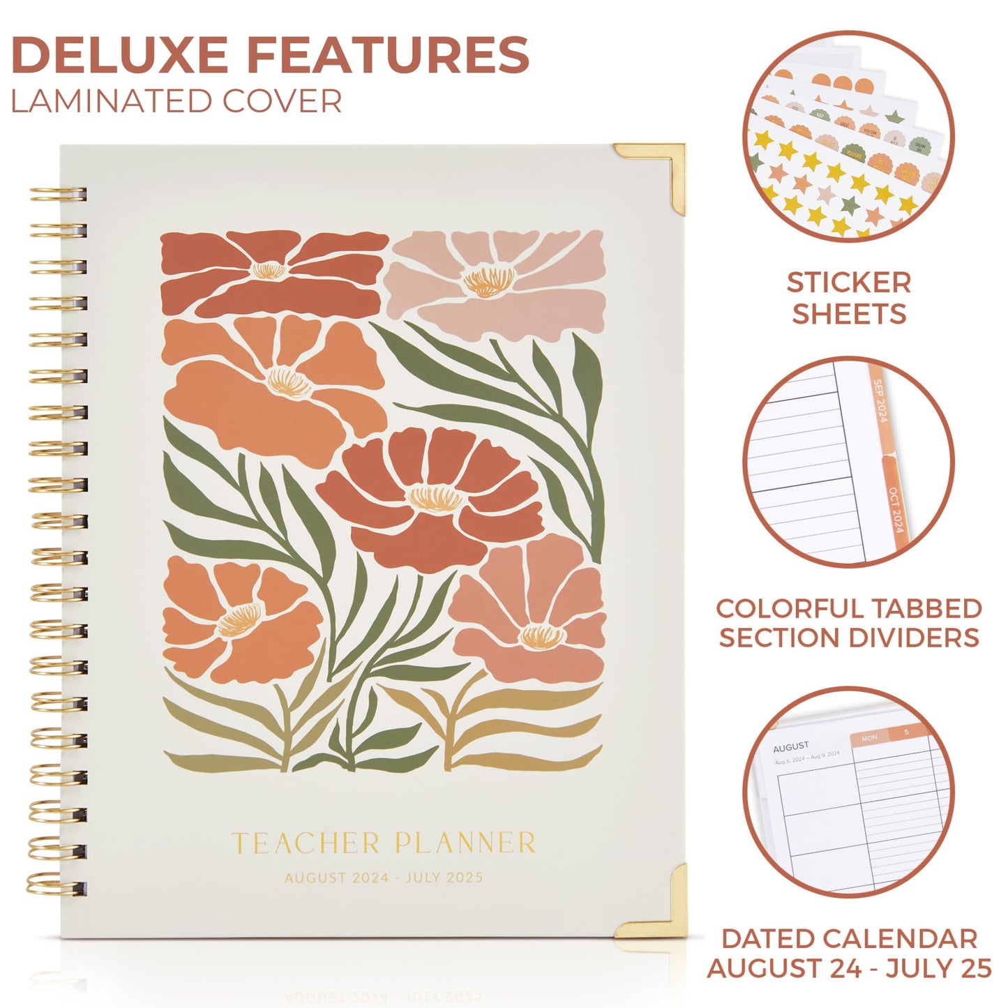 Aesthetic Teacher Planner For The 2024-2025 Academic School Year - Your All Incl. 8.5" x 11" Lesson Plan Book Supplies - Easily Organize Your Daily, Weekly & Monthly Classroom/Homeschool Schedule