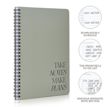 Beautiful Daily Planner And Notebook With Hourly Schedule - Aesthetic Spiral To do List Notepad to Easily Organize Your Work Tasks And Appointments - The Perfect Office Supplies For Women