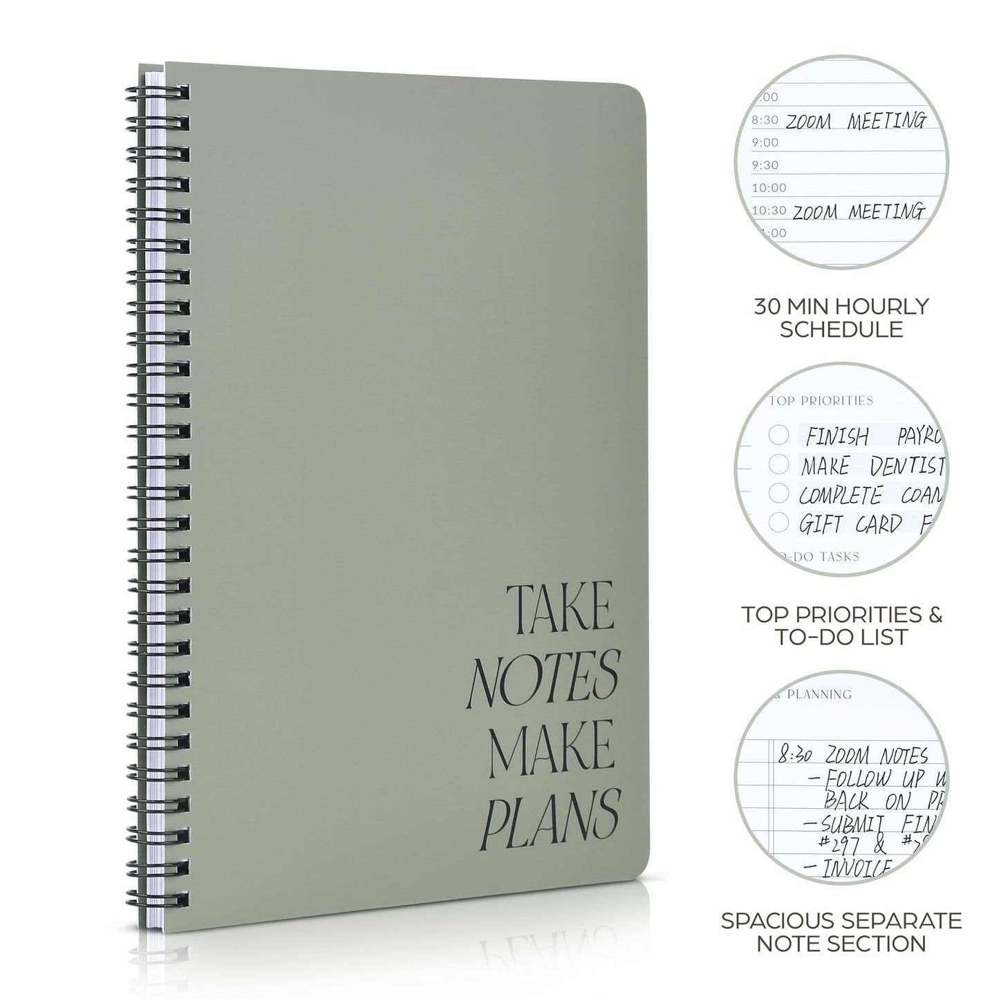Beautiful Daily Planner And Notebook With Hourly Schedule - Aesthetic Spiral To do List Notepad to Easily Organize Your Work Tasks And Appointments - The Perfect Office Supplies For Women