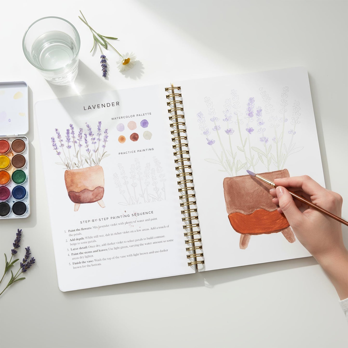 Beautiful Watercolor Workbook for Beginners - Relaxing & Easy to Paint Water Coloring Book with Floral Designs on Premium Paper - Perfect for Gifting to Spark Creativity & Joy for Adults