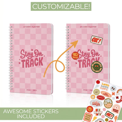 Aesthetic 2026-2027 Student Planner To Stay Organized - A Beautiful 8.5" x 5.8" Checkered Planner for Middle and High School Students with Weekly & Monthly Spreads For The 26-27 Academic Year