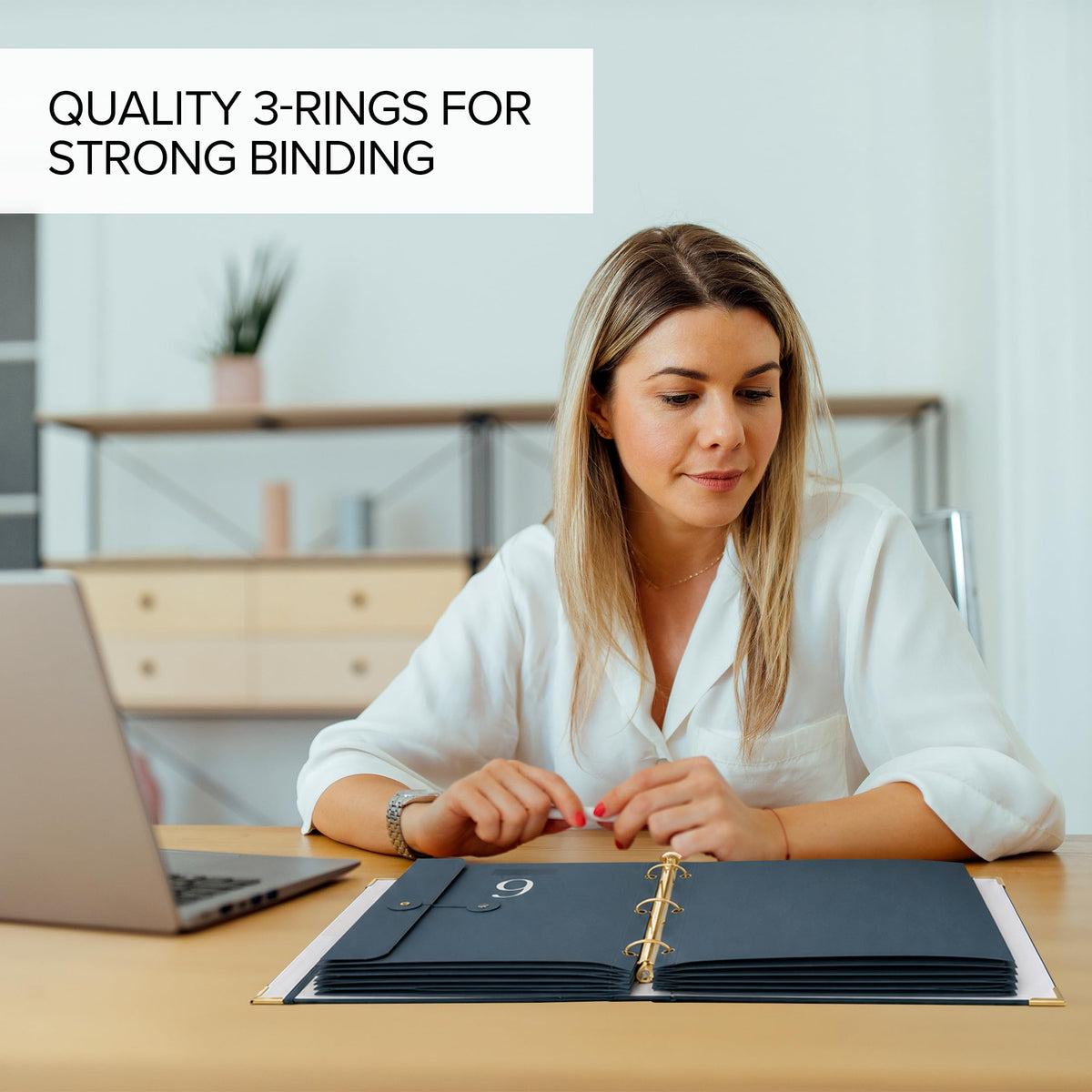 Aesthetic Document Organizer - Sturdy Striped 3-Ring Binder for Files