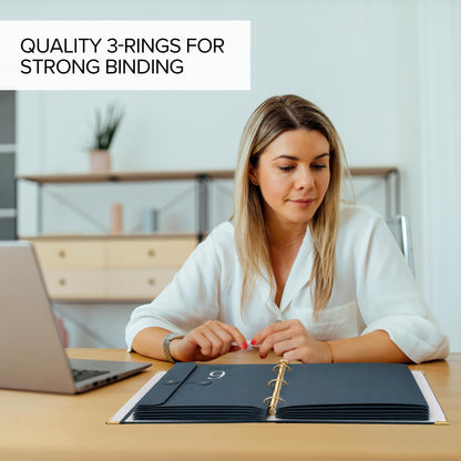 Aesthetic Document Organizer - Sturdy Striped 3-Ring Binder for Files