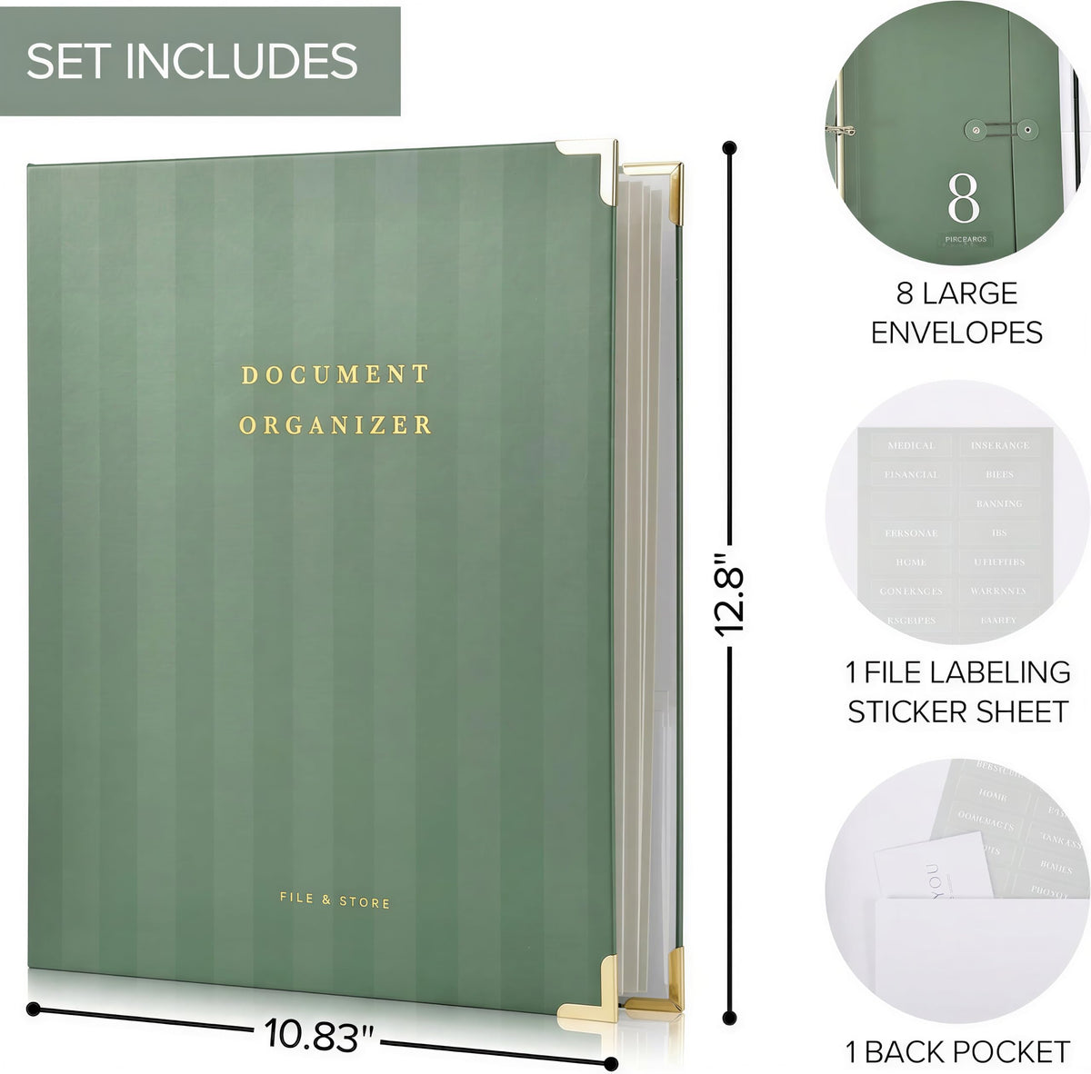Aesthetic Document Organizer - Sturdy Striped 3-Ring Binder for Files