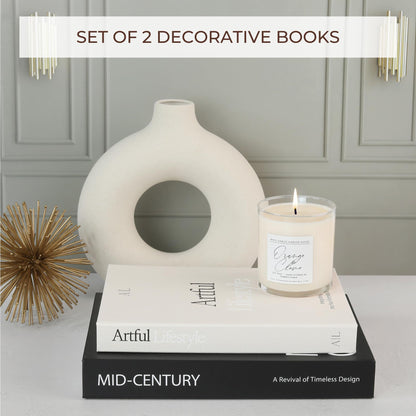 Aesthetic Decorative Books - Set of 2 Stylish Boxes Enhance Your Coffee Table, Bookshelf or Mantel Decor - Beautiful Fake/Faux Books for Modern Home Decoration, Photo Storage and as a Keepsake Box