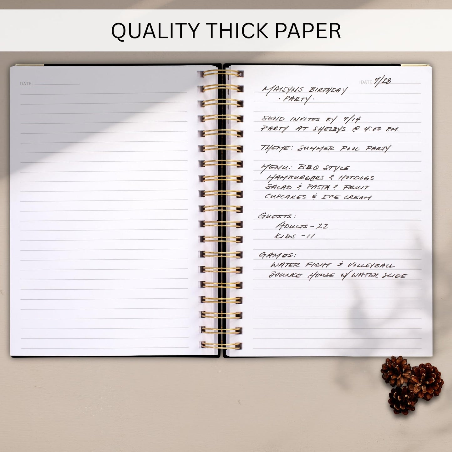 Aesthetic Thick Spiral Notebook Journal For Women in B5 Format - Stylish Linen Hardcover College Ruled Note Book w 300 Lined Pages - Cute Supplies For Bible Study & Staying Organized at Work or School