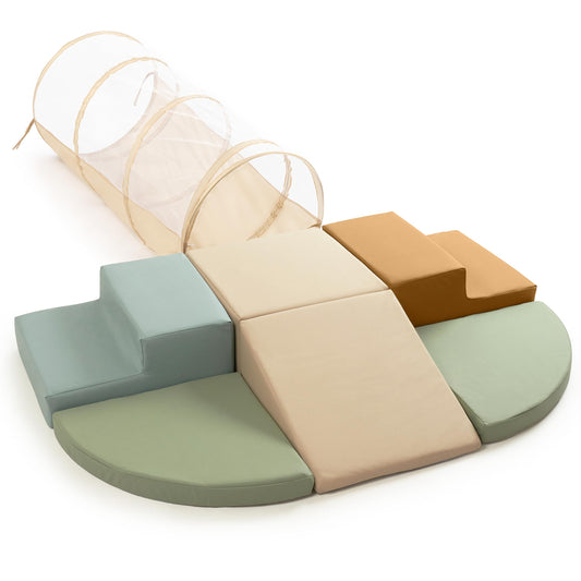 ZICOTO Fun Climbing Toy Set for Toddlers Aged 1-3 - Incl. Crawl Through Tunnel & PU-Leather Climbing Blocks for Unlimited Indoor Fun - Perfect Foam Play Gym for Baby/Kids to Safely Learn New Skills