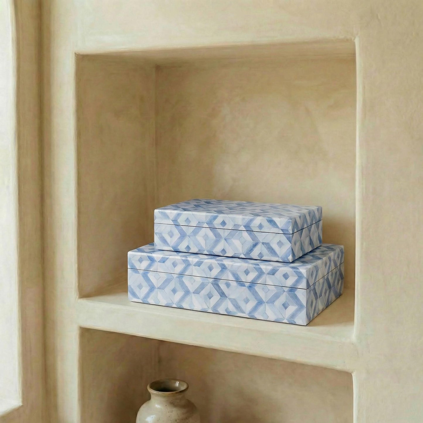 ZICOTO Beautiful Decorative Box Set of 2 - Stylish Decorarive Storage Boxes With Lids Enhance Your Living Room