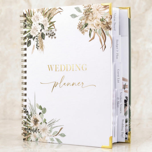 Beautiful Boho Wedding Planner Book and Organizer - Enhance Excitement and Makes Your Countdown Planning Easy - Unique Engagement Gift for Newly Engaged Couples, Future Brides and Grooms